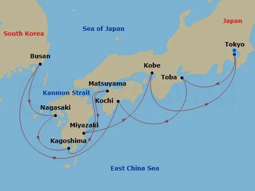 Itinerary schematic diagram