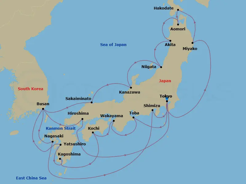 Itinerary schematic diagram