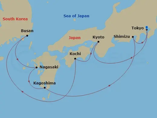 Itinerary schematic diagram