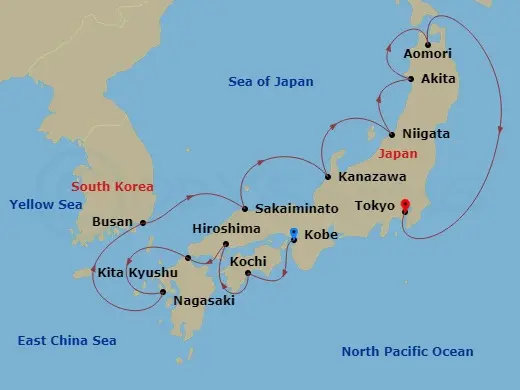 Itinerary schematic diagram
