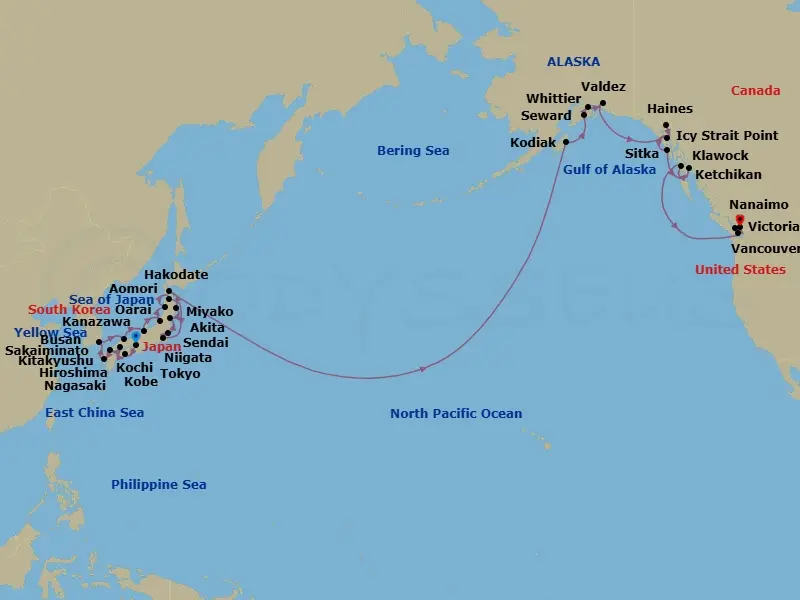 Itinerary schematic diagram