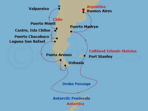 Itinerary schematic diagram