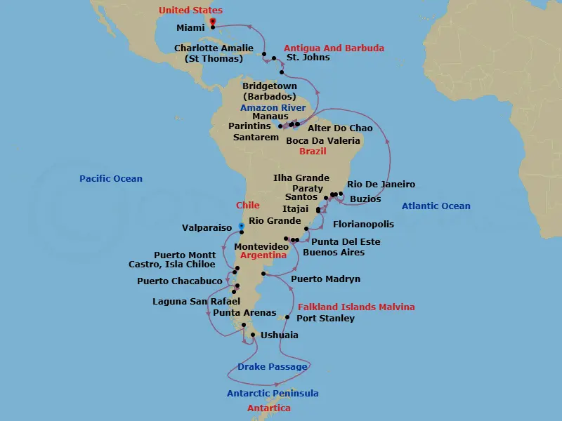 Itinerary schematic diagram