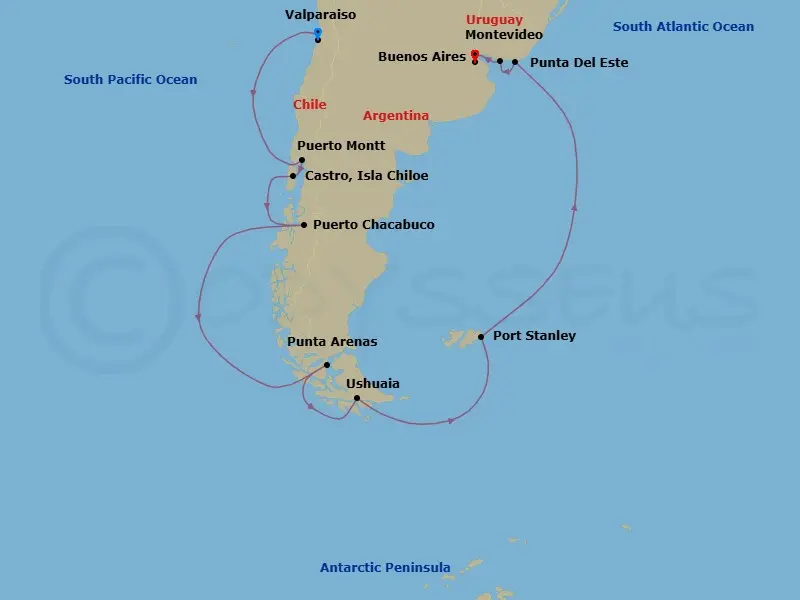 Itinerary schematic diagram