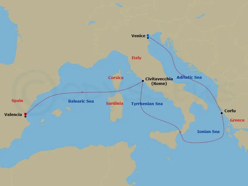 Itinerary schematic diagram