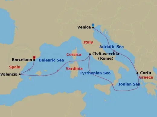 Itinerary schematic diagram