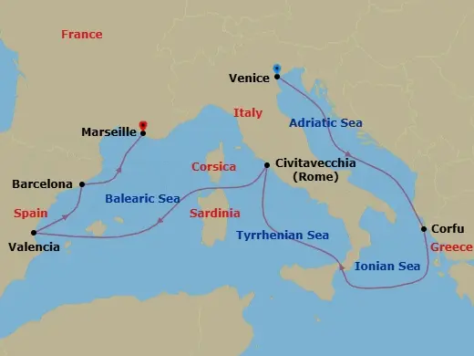 Itinerary schematic diagram