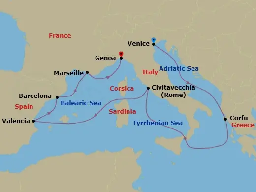 Itinerary schematic diagram