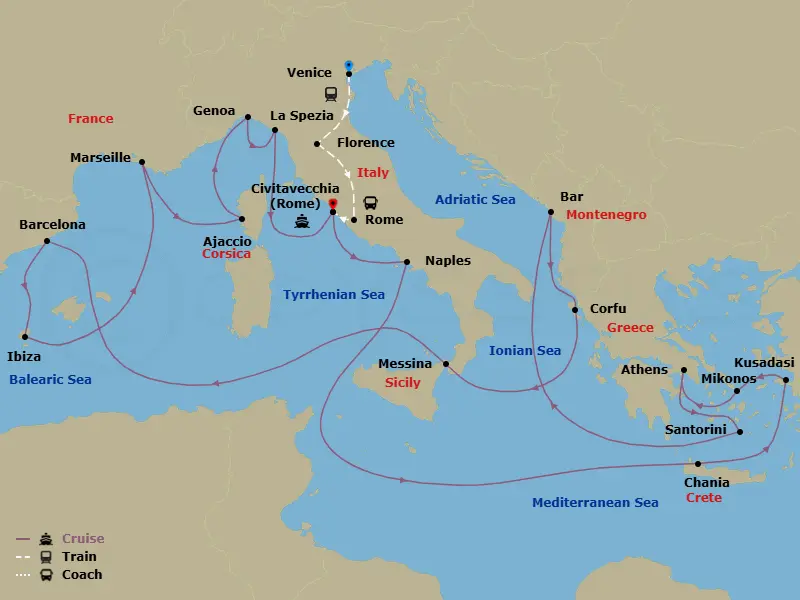 Itinerary schematic diagram