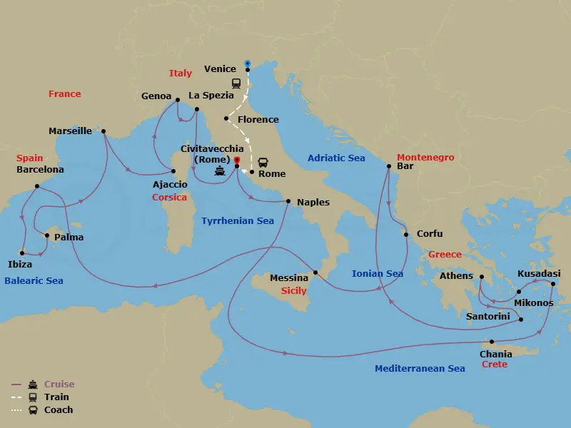 Itinerary schematic diagram