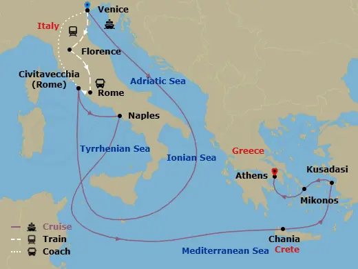 Itinerary schematic diagram