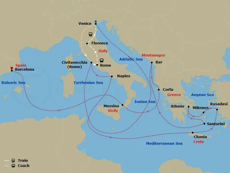 Itinerary schematic diagram