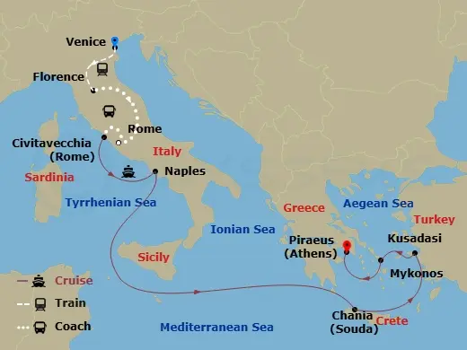 Itinerary schematic diagram
