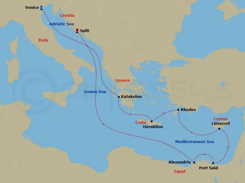 Itinerary schematic diagram