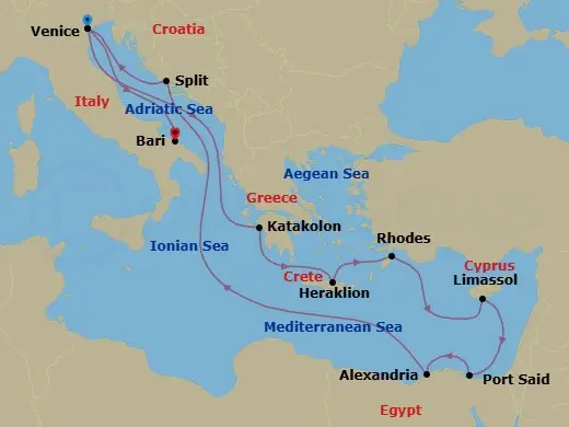 Itinerary schematic diagram