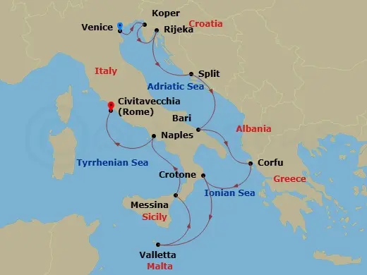 Itinerary schematic diagram