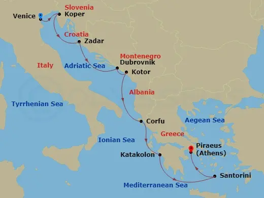 Itinerary schematic diagram