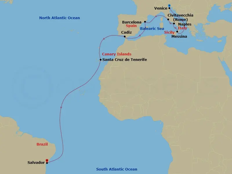 Itinerary schematic diagram