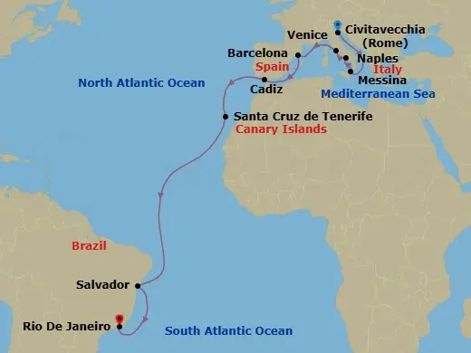 Itinerary schematic diagram