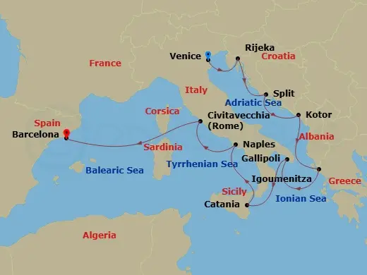 Itinerary schematic diagram