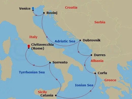 Itinerary schematic diagram