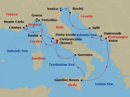 Itinerary schematic diagram