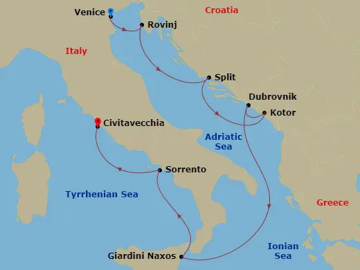 Itinerary schematic diagram