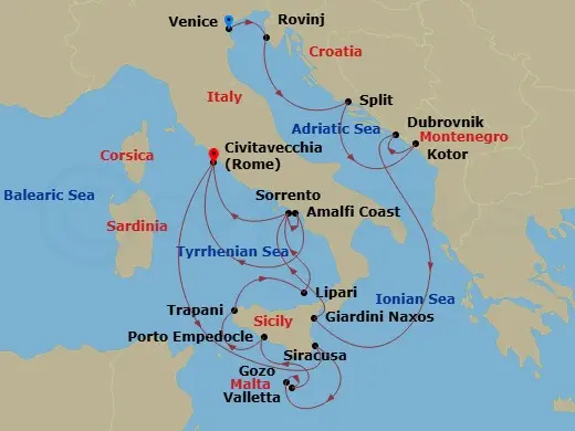 Itinerary schematic diagram
