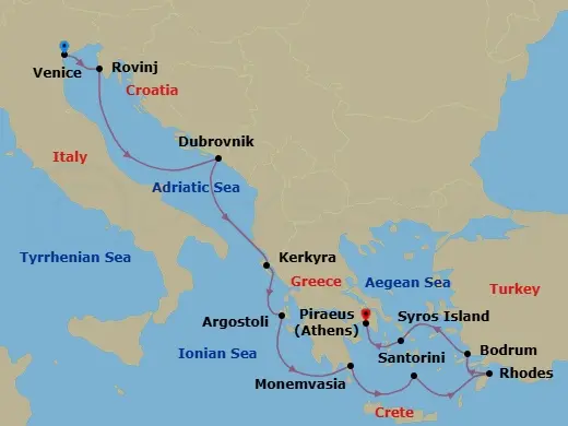 Itinerary schematic diagram