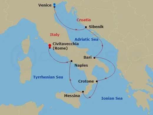 Itinerary schematic diagram