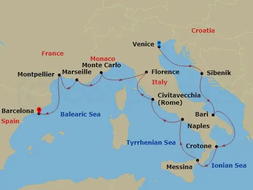 Itinerary schematic diagram