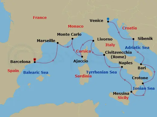 Itinerary schematic diagram