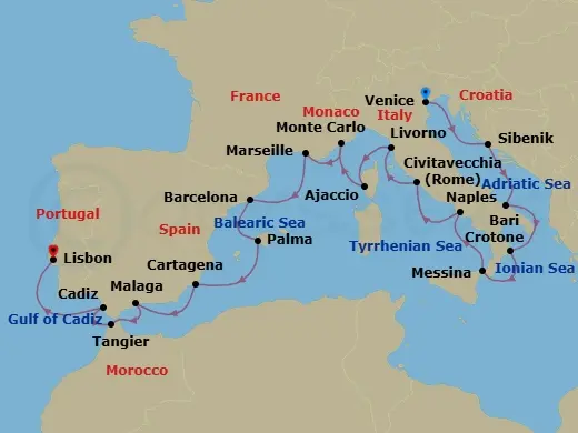 Itinerary schematic diagram
