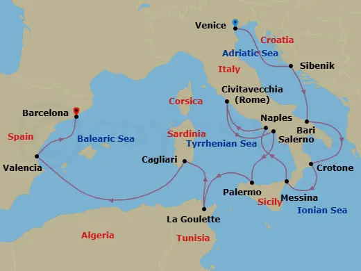 Itinerary schematic diagram