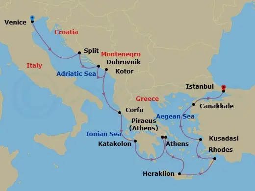 Itinerary schematic diagram