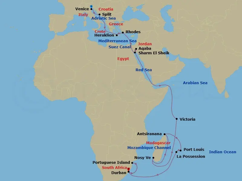 Itinerary schematic diagram