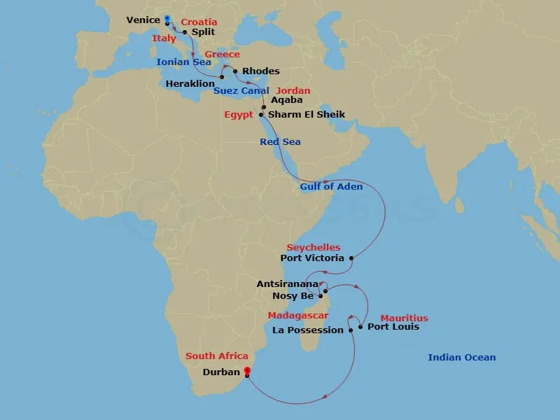 Itinerary schematic diagram