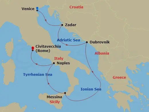 Itinerary schematic diagram