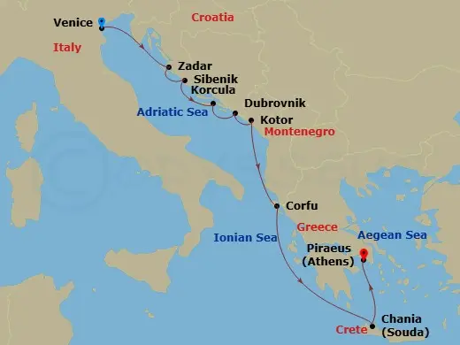 Itinerary schematic diagram