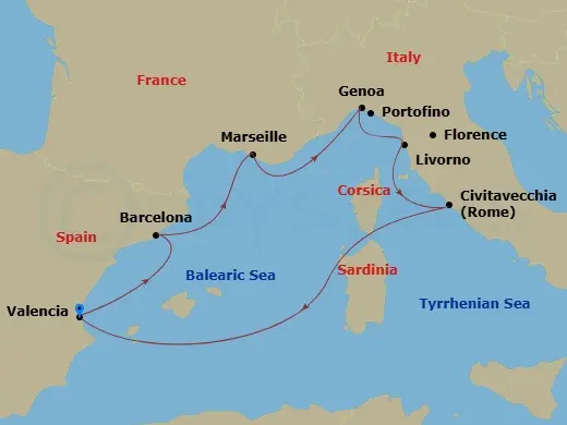 Itinerary schematic diagram