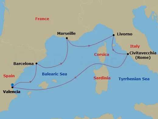 Itinerary schematic diagram