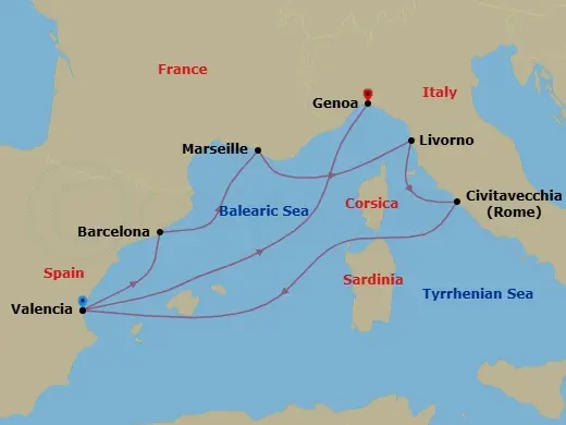 Itinerary schematic diagram
