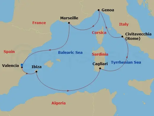 Itinerary schematic diagram