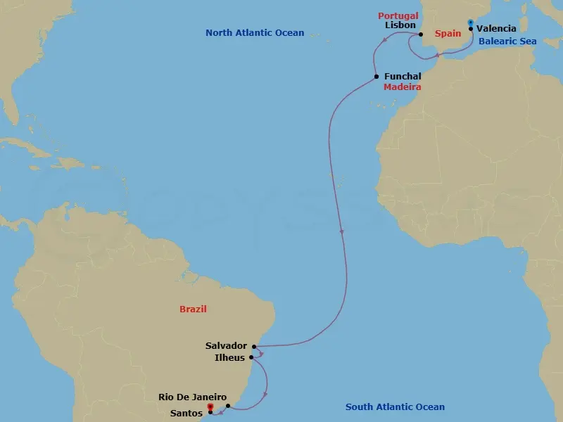 Itinerary schematic diagram
