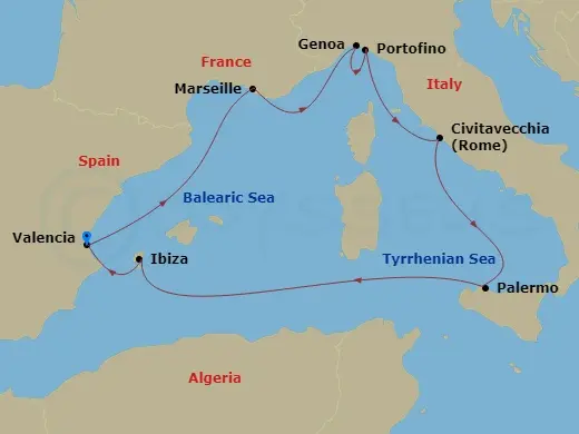 Itinerary schematic diagram