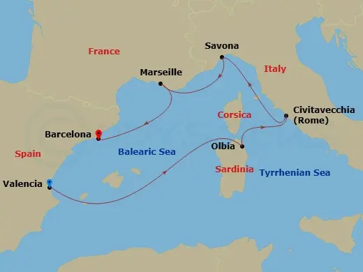 Itinerary schematic diagram