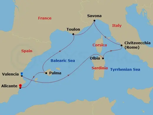 Itinerary schematic diagram