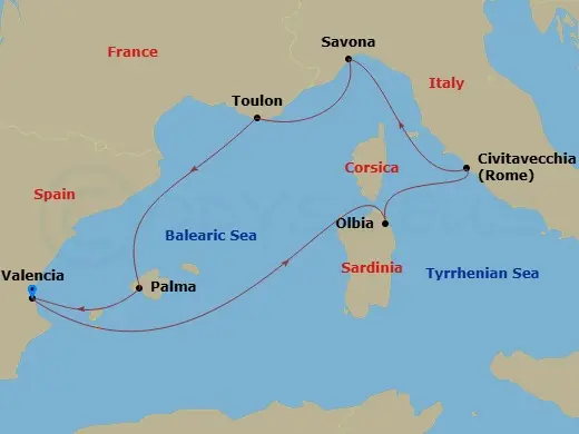 Itinerary schematic diagram