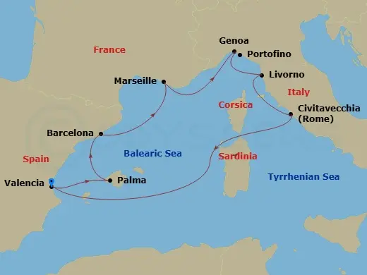 Itinerary schematic diagram