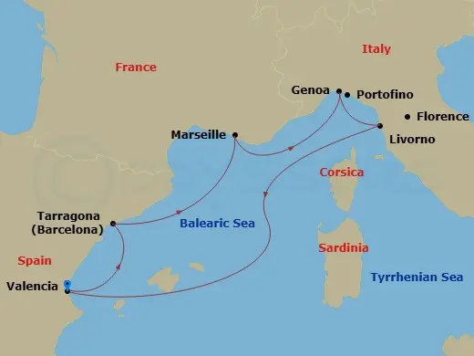 Itinerary schematic diagram